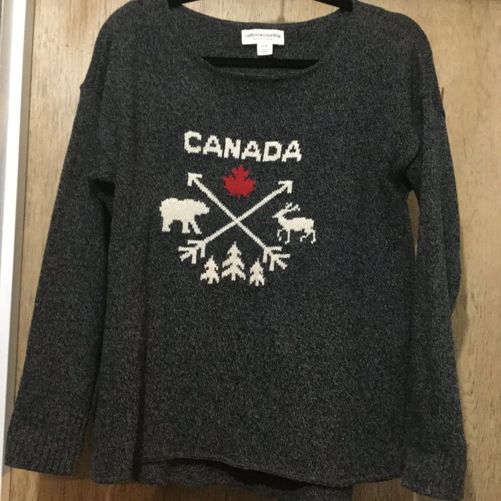 Cotton Country sweater size small made in Canada mostly cotton ribbed cuffs